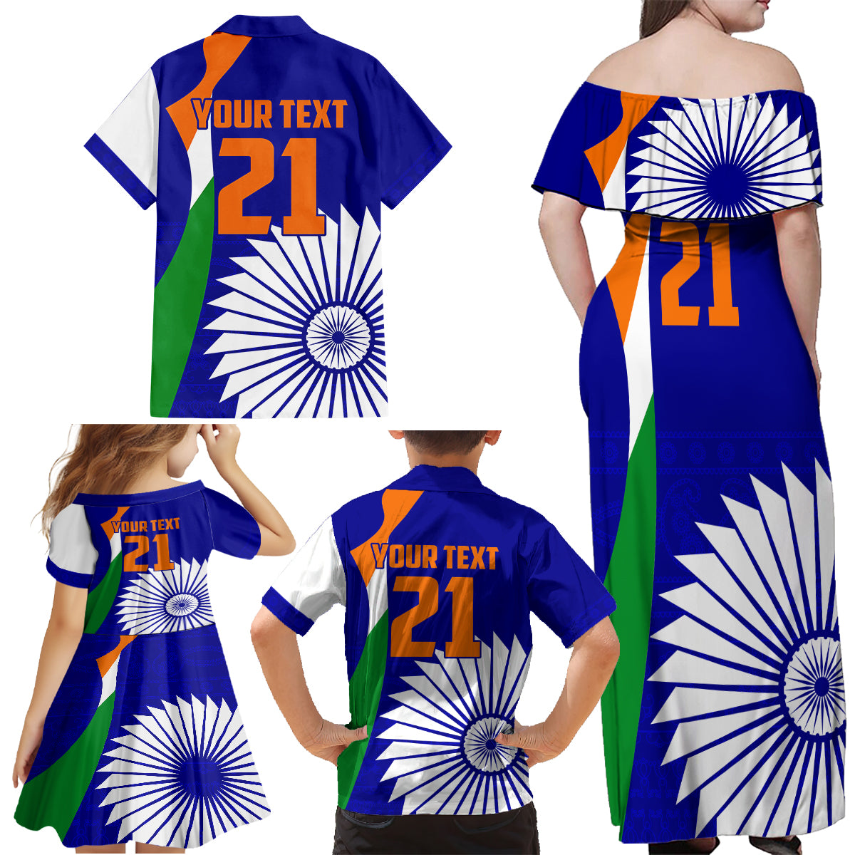 custom-india-cricket-family-matching-off-shoulder-maxi-dress-and-hawaiian-shirt-men-in-blue-world-cup-2023-bharat-flag-style