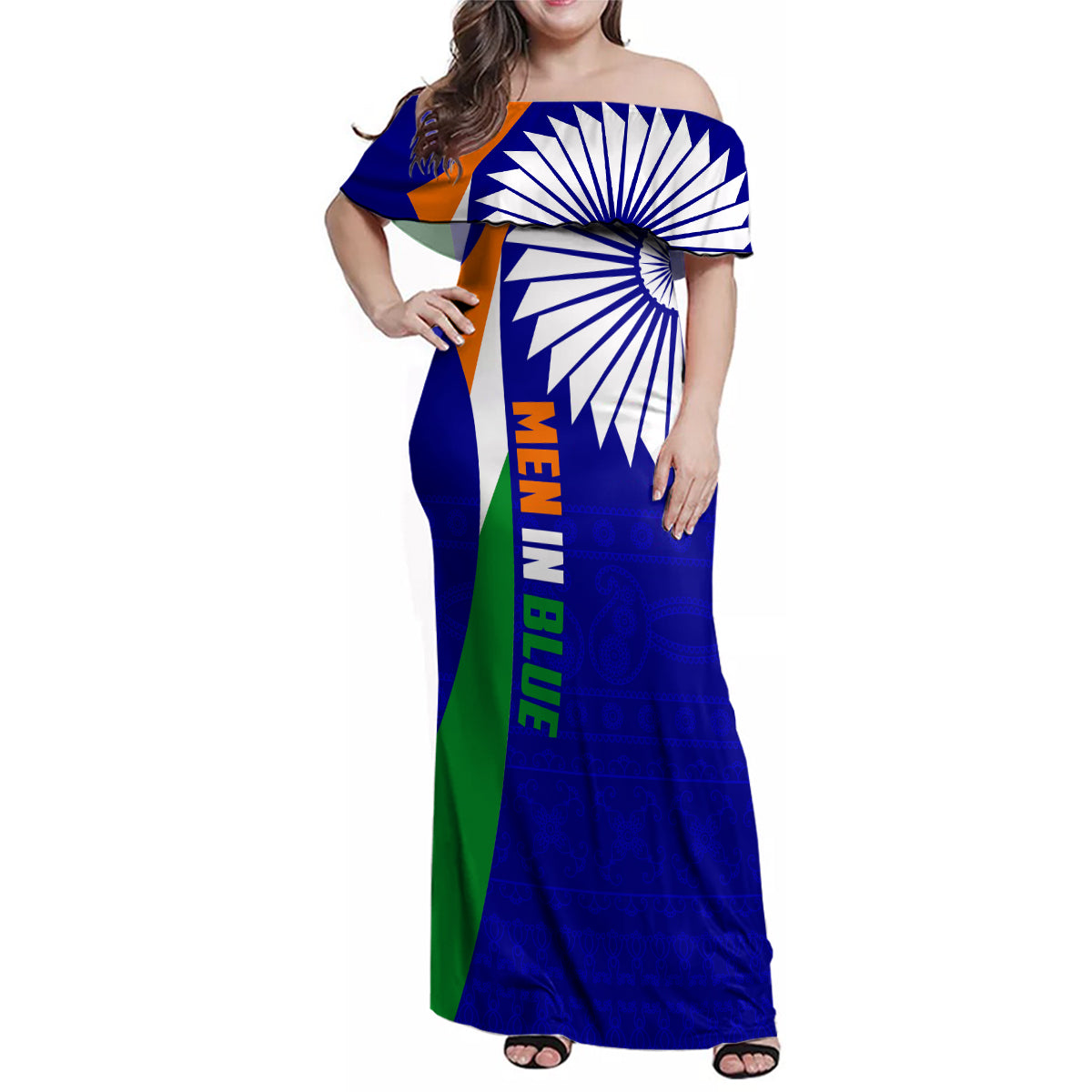 custom-india-cricket-family-matching-off-shoulder-maxi-dress-and-hawaiian-shirt-men-in-blue-world-cup-2023-bharat-flag-style