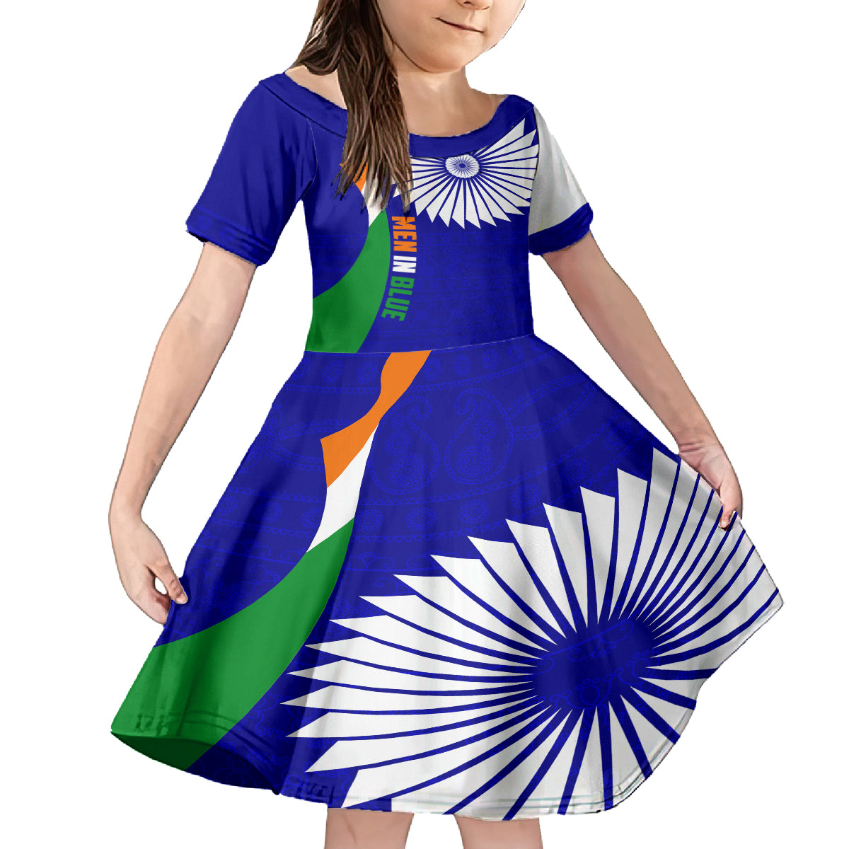custom-india-cricket-family-matching-off-shoulder-short-dress-and-hawaiian-shirt-men-in-blue-world-cup-2023-bharat-flag-style