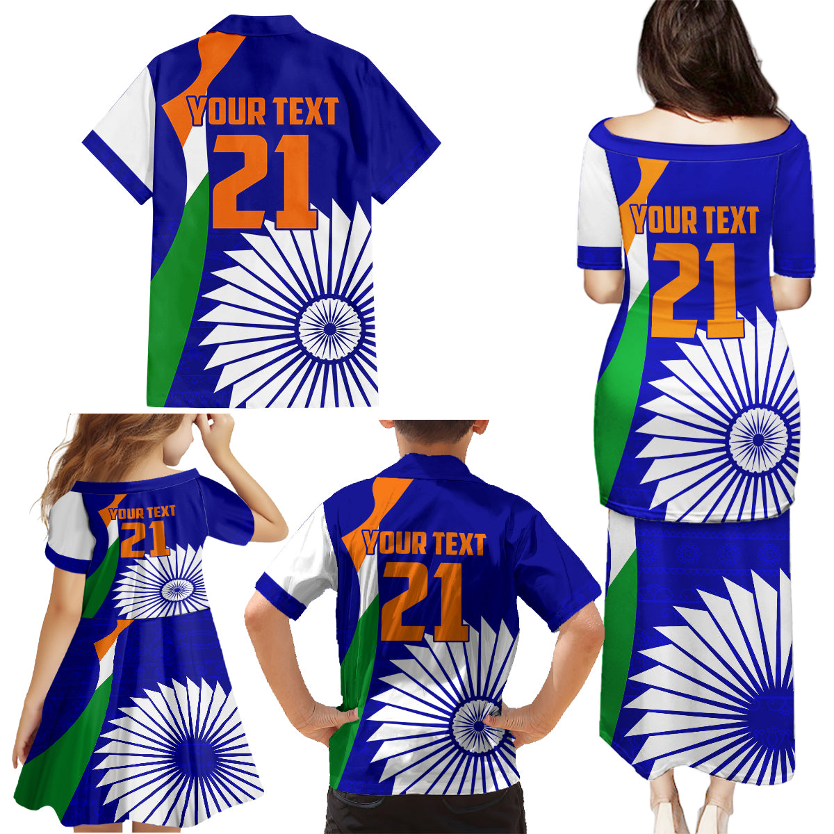 custom-india-cricket-family-matching-puletasi-dress-and-hawaiian-shirt-men-in-blue-world-cup-2023-bharat-flag-style