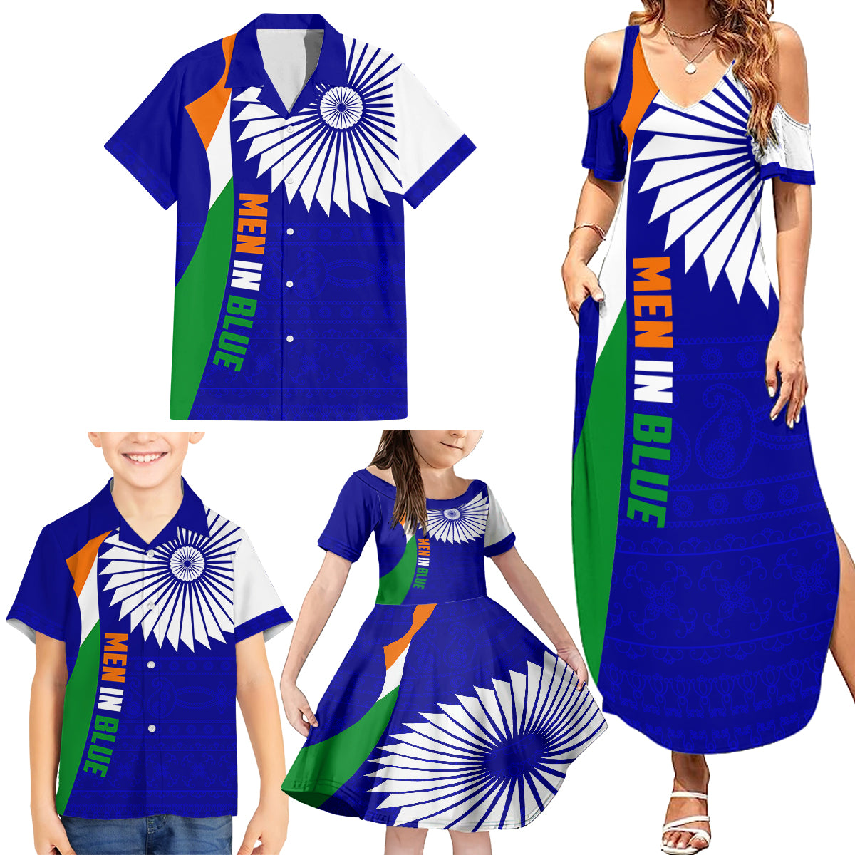 custom-india-cricket-family-matching-summer-maxi-dress-and-hawaiian-shirt-men-in-blue-world-cup-2023-bharat-flag-style