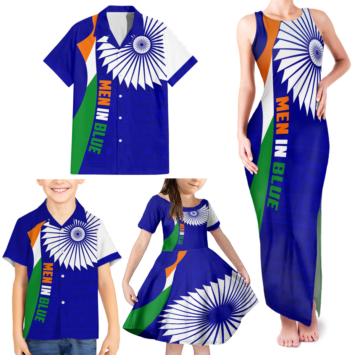 custom-india-cricket-family-matching-tank-maxi-dress-and-hawaiian-shirt-men-in-blue-world-cup-2023-bharat-flag-style