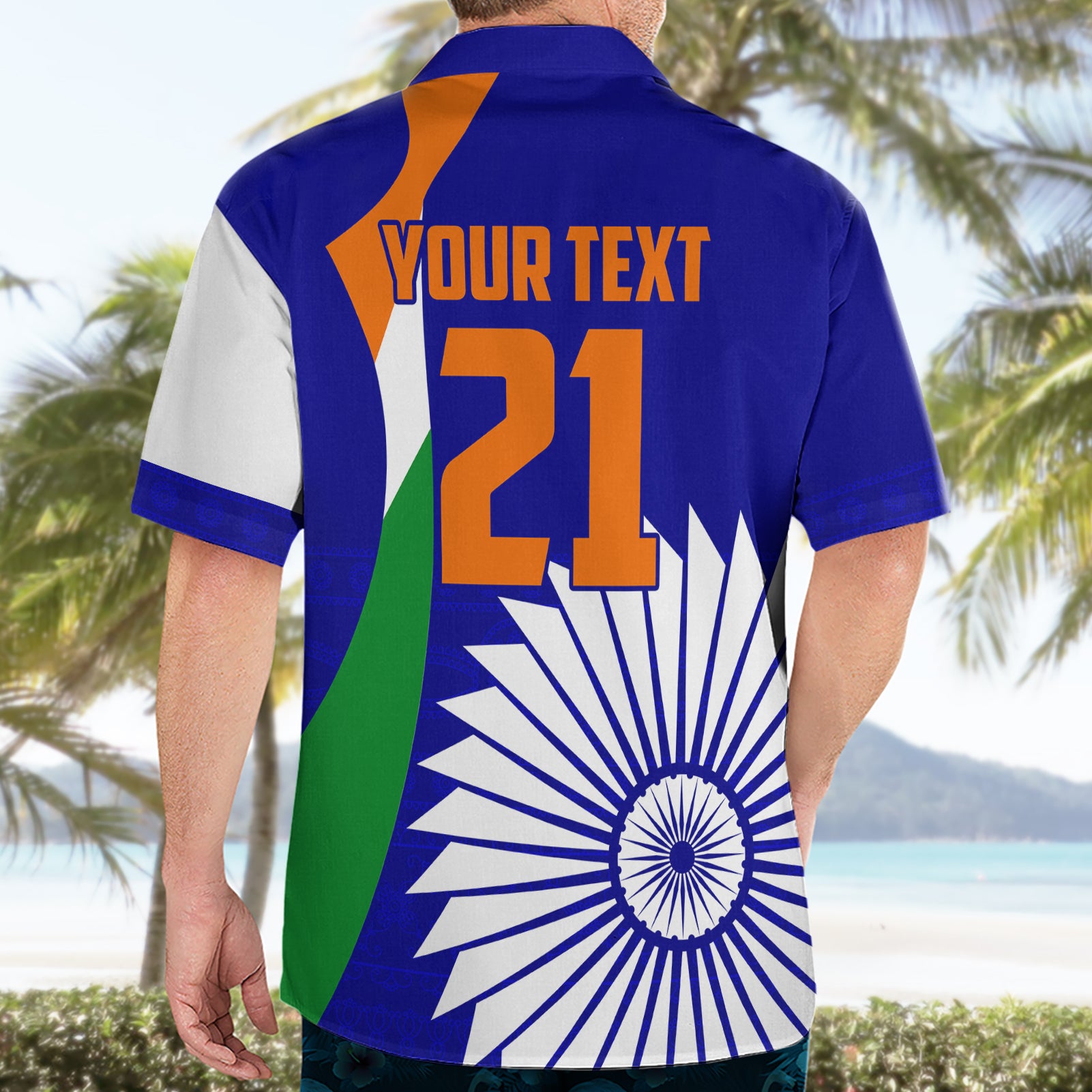 Custom India Cricket Hawaiian Shirt Men in Blue World Cup 2023 Bharat Flag Style - Vibe Hoodie Shop