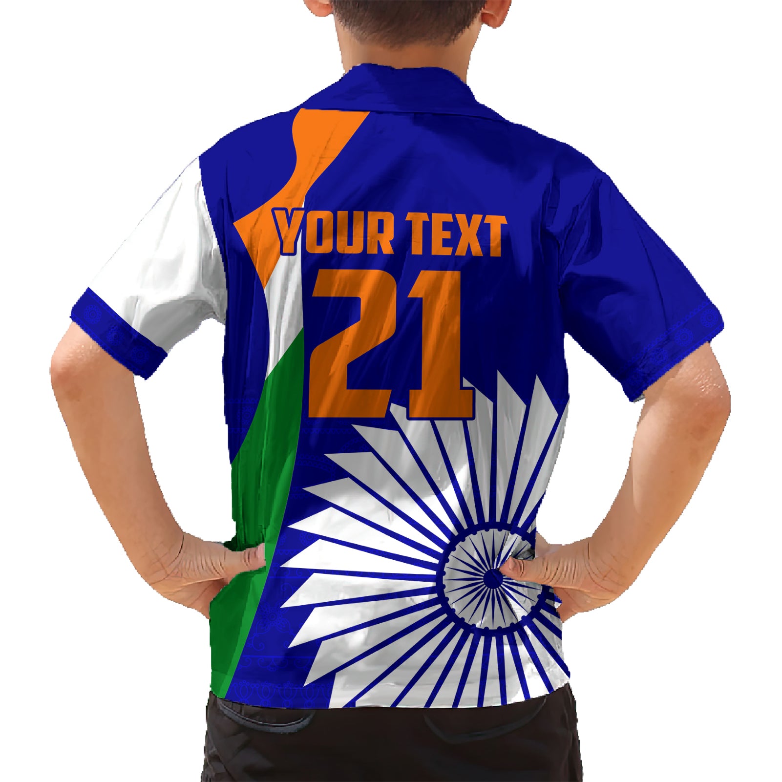 Custom India Cricket Hawaiian Shirt Men in Blue World Cup 2023 Bharat Flag Style - Vibe Hoodie Shop