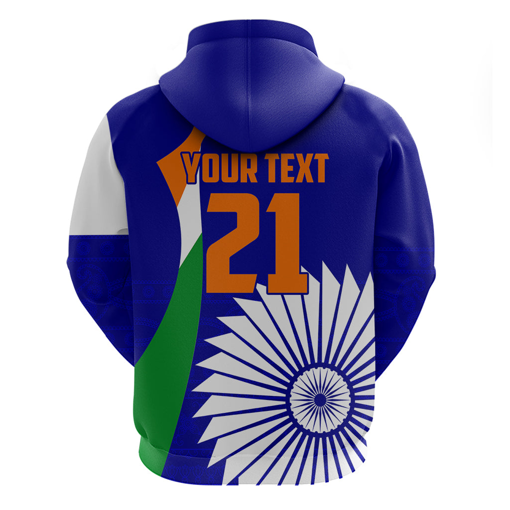 Custom India Cricket Hoodie Men in Blue World Cup 2023 Bharat Flag Style LT9 - Vibe Hoodie Shop