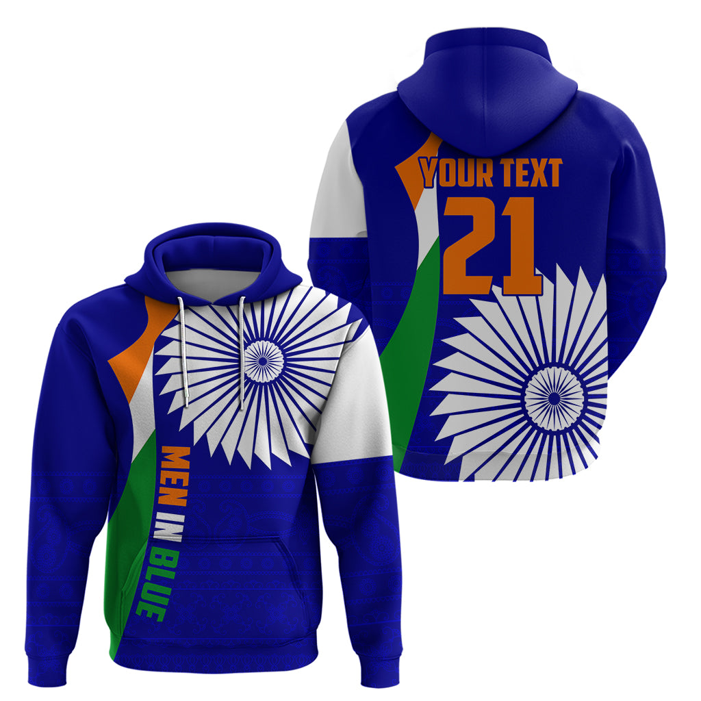 Custom India Cricket Hoodie Men in Blue World Cup 2023 Bharat Flag Style LT9 - Vibe Hoodie Shop