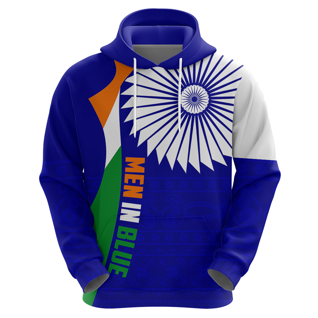 Custom India Cricket Hoodie Men in Blue World Cup 2023 Bharat Flag Style LT9 - Vibe Hoodie Shop