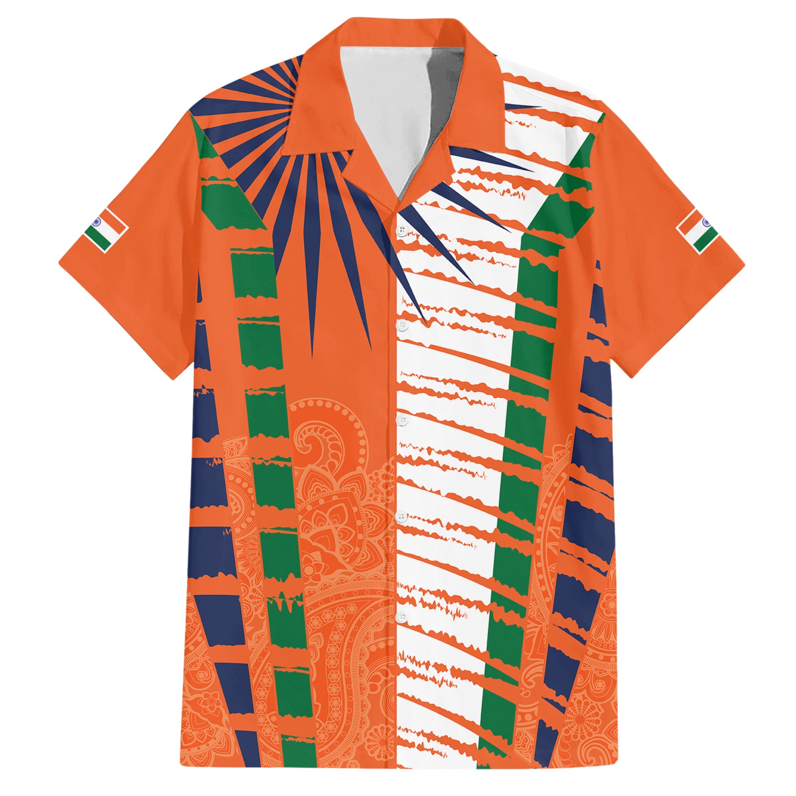 Personalised India Hawaiian Shirt Raising Sun Indian Pattern Mandala Murals - Vibe Hoodie Shop