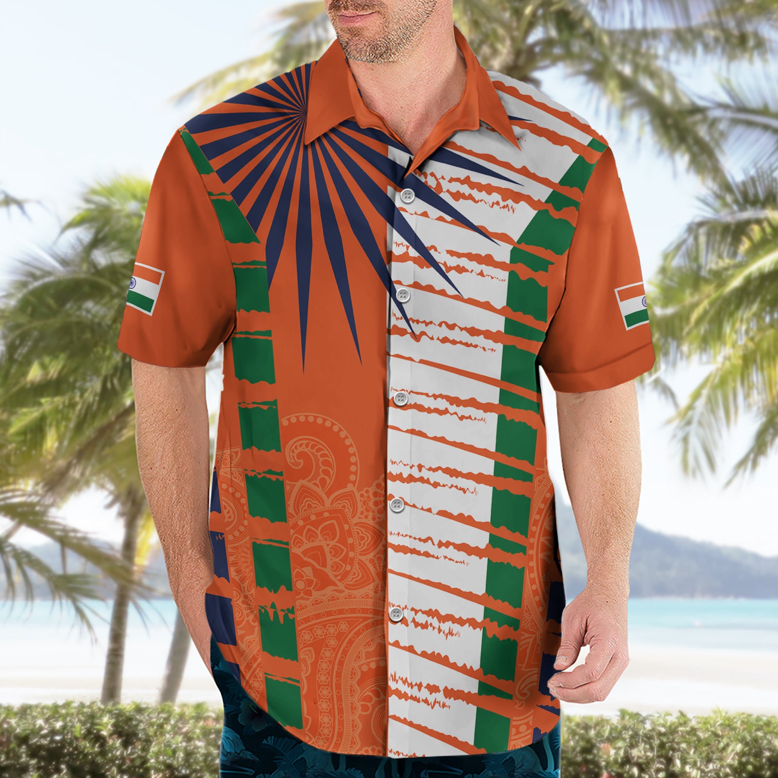 Personalised India Hawaiian Shirt Raising Sun Indian Pattern Mandala Murals - Vibe Hoodie Shop