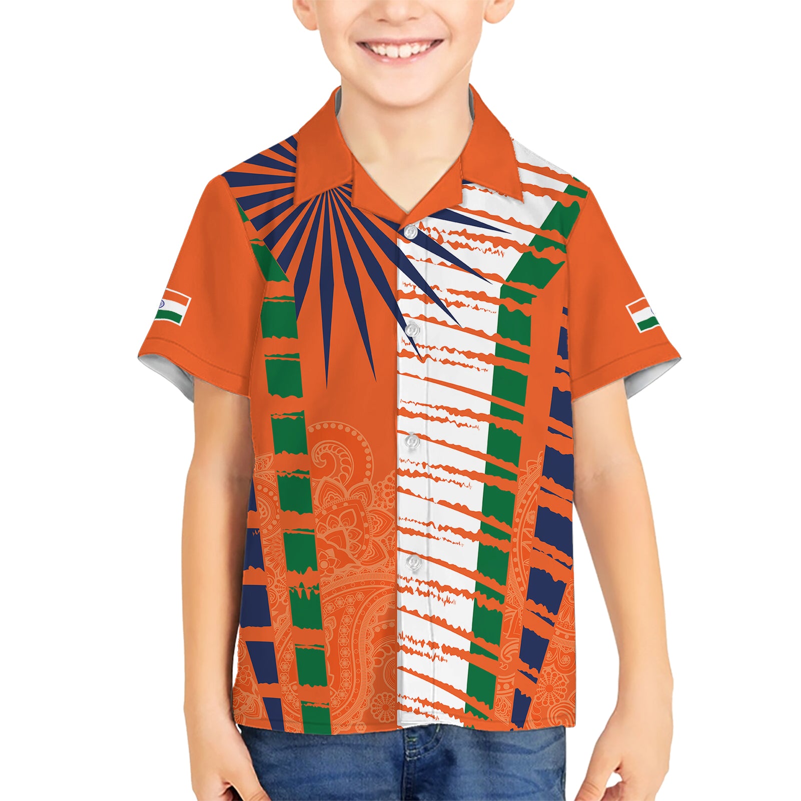 Personalised India Hawaiian Shirt Raising Sun Indian Pattern Mandala Murals - Vibe Hoodie Shop