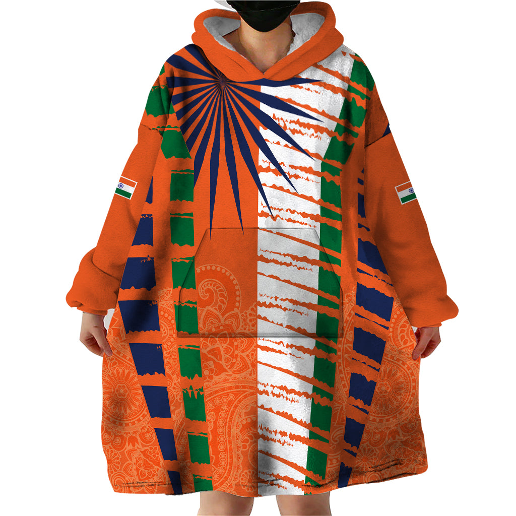 Personalised India Wearable Blanket Hoodie Raising Sun Indian Pattern Mandala Murals - Vibe Hoodie Shop