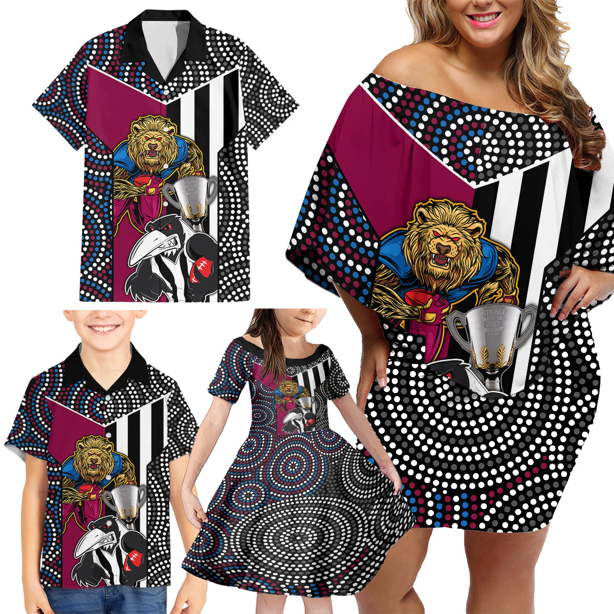 afl-magpies-combine-lions-family-matching-off-shoulder-short-dress-and-hawaiian-shirt-together-go-champions-2023