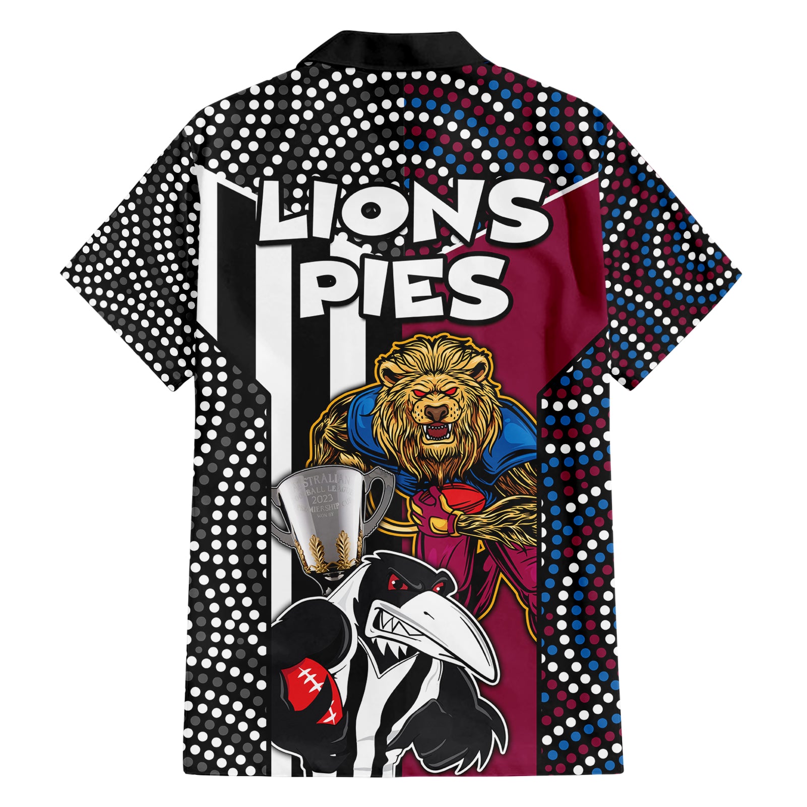 AFL Magpies Combine Lions Hawaiian Shirt Together Go Champions 2023 - Vibe Hoodie Shop