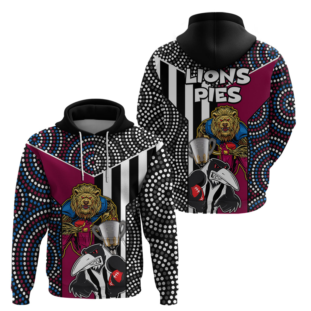 AFL Magpies Combine Lions Hoodie Together Go Champions 2023 LT9 - Vibe Hoodie Shop