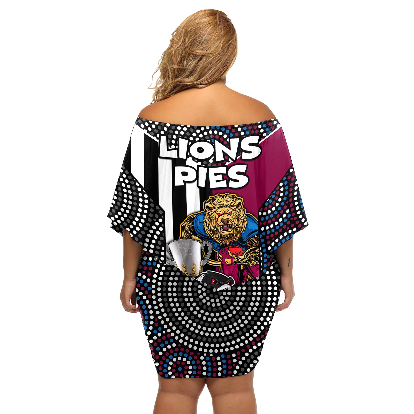 afl-magpies-combine-lions-off-shoulder-short-dress-together-go-champions-2023