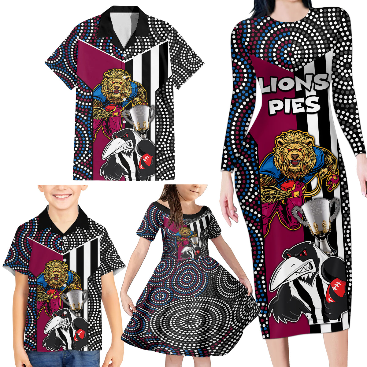 custom-afl-magpies-combine-lions-family-matching-long-sleeve-bodycon-dress-and-hawaiian-shirt-together-go-champions-2023