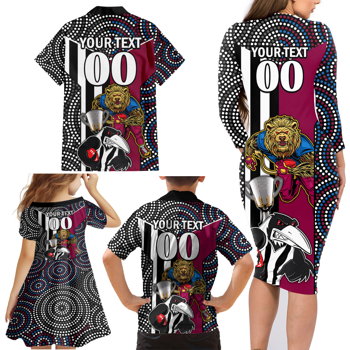 custom-afl-magpies-combine-lions-family-matching-long-sleeve-bodycon-dress-and-hawaiian-shirt-together-go-champions-2023