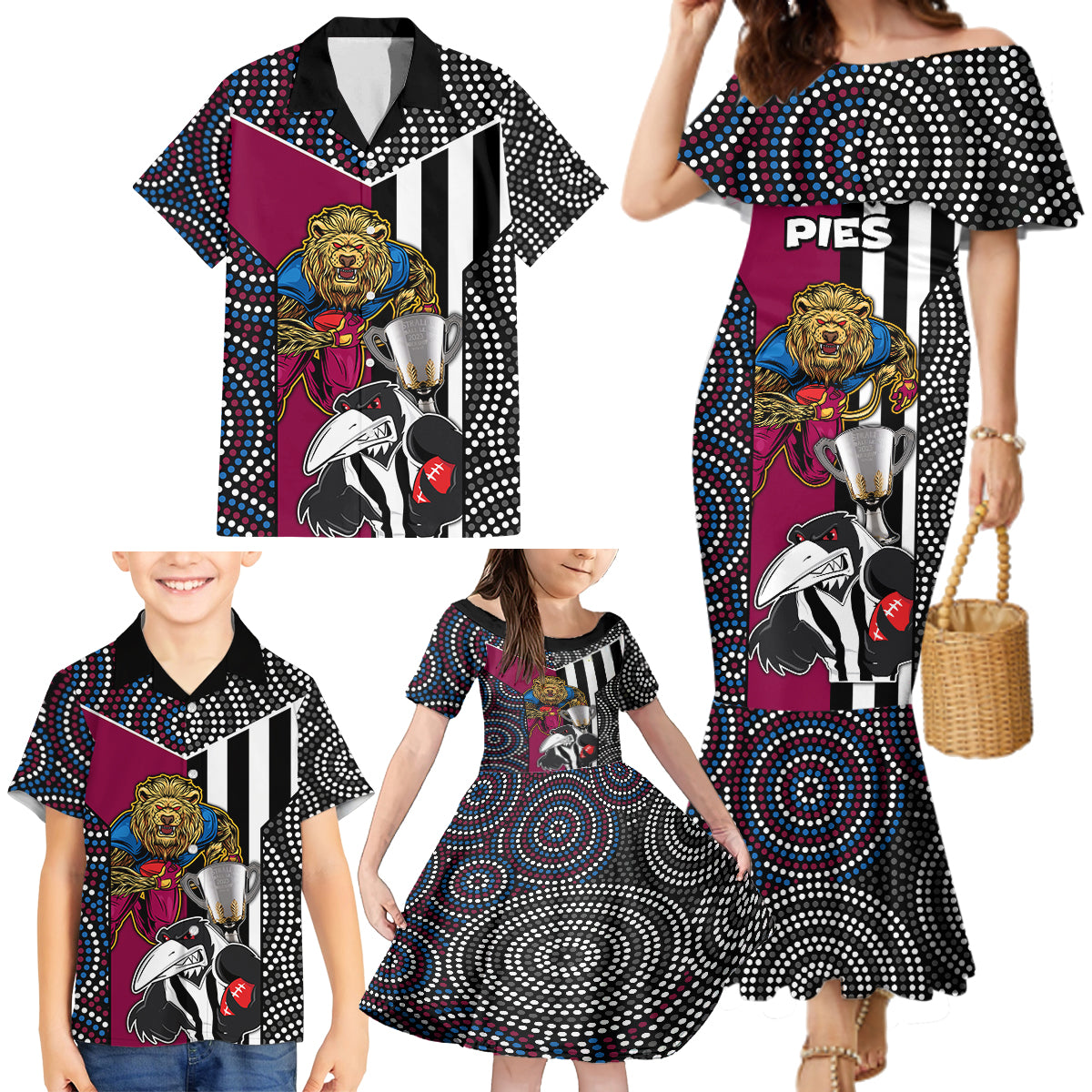 custom-afl-magpies-combine-lions-family-matching-mermaid-dress-and-hawaiian-shirt-together-go-champions-2023