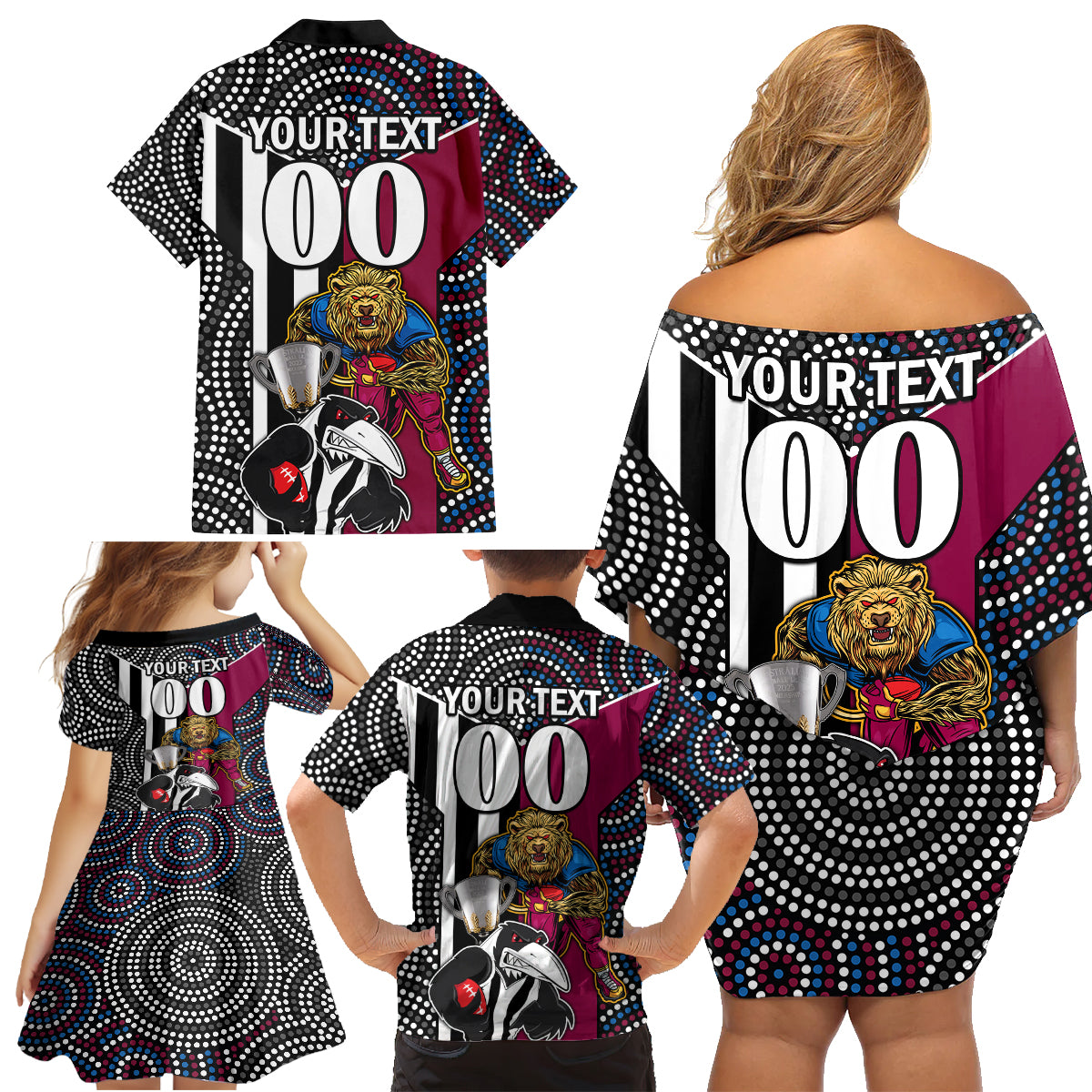 custom-afl-magpies-combine-lions-family-matching-off-shoulder-short-dress-and-hawaiian-shirt-together-go-champions-2023