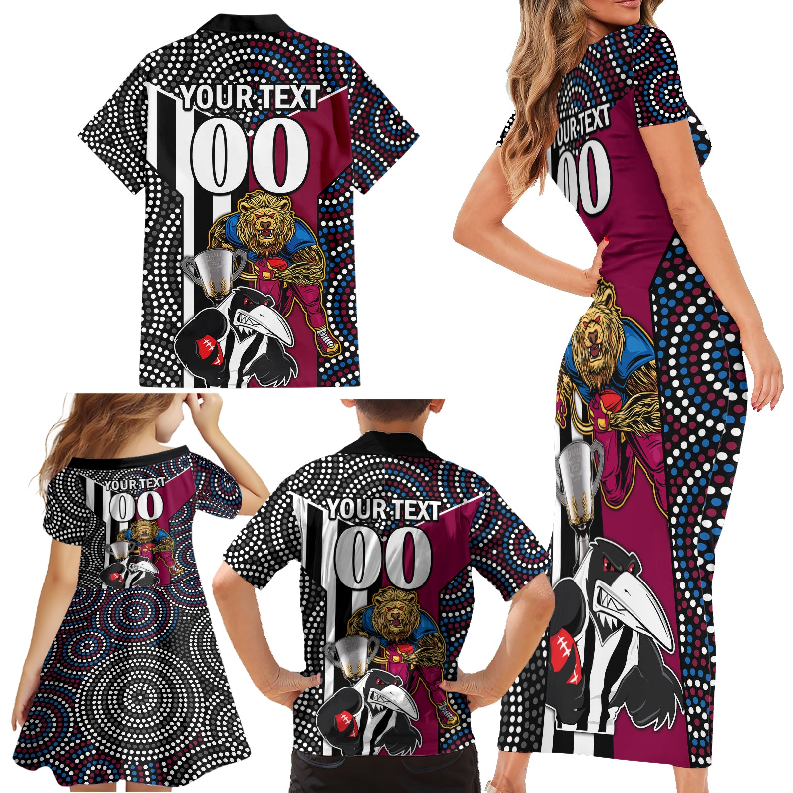 custom-afl-magpies-combine-lions-family-matching-short-sleeve-bodycon-dress-and-hawaiian-shirt-together-go-champions-2023