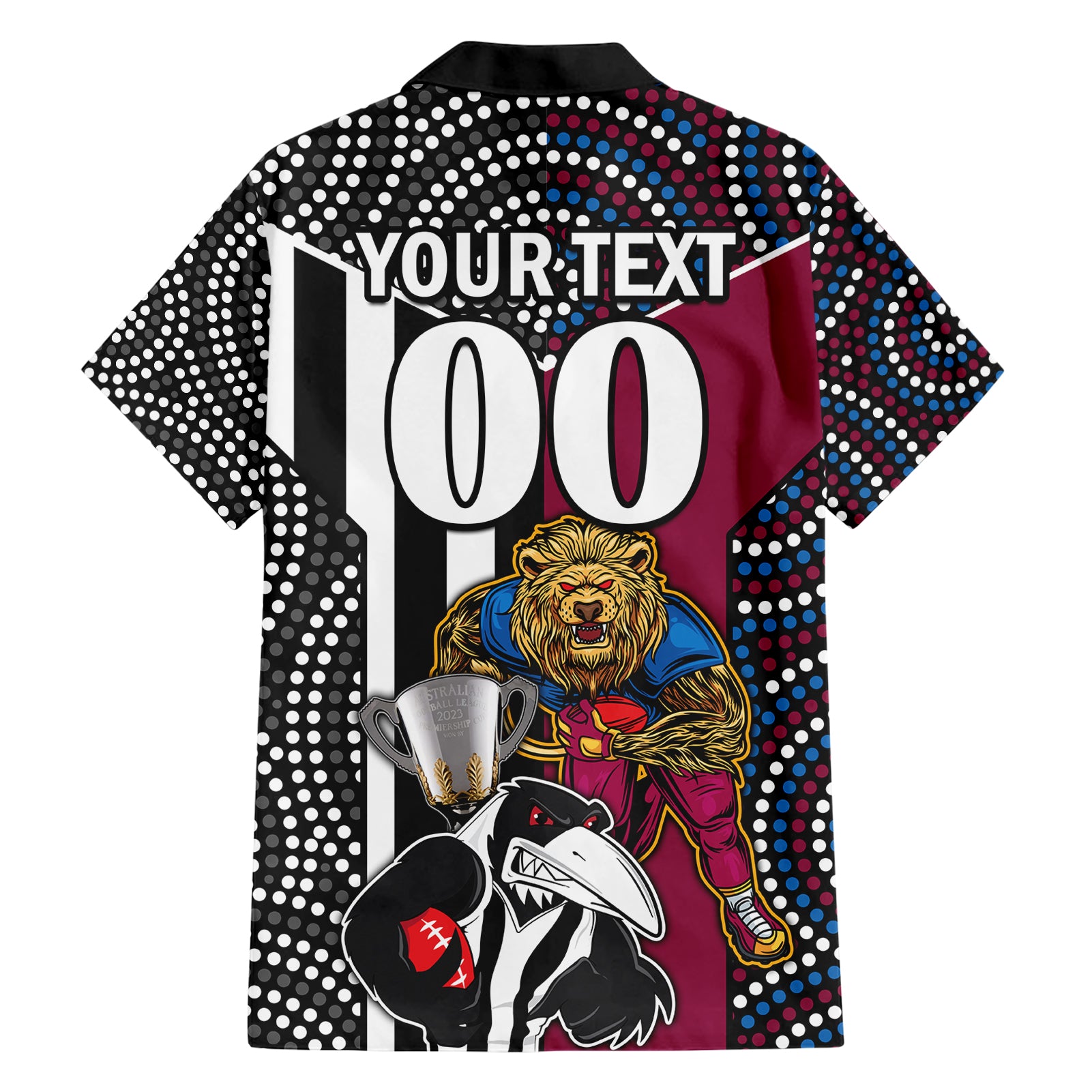 Custom AFL Magpies Combine Lions Hawaiian Shirt Together Go Champions 2023 - Vibe Hoodie Shop
