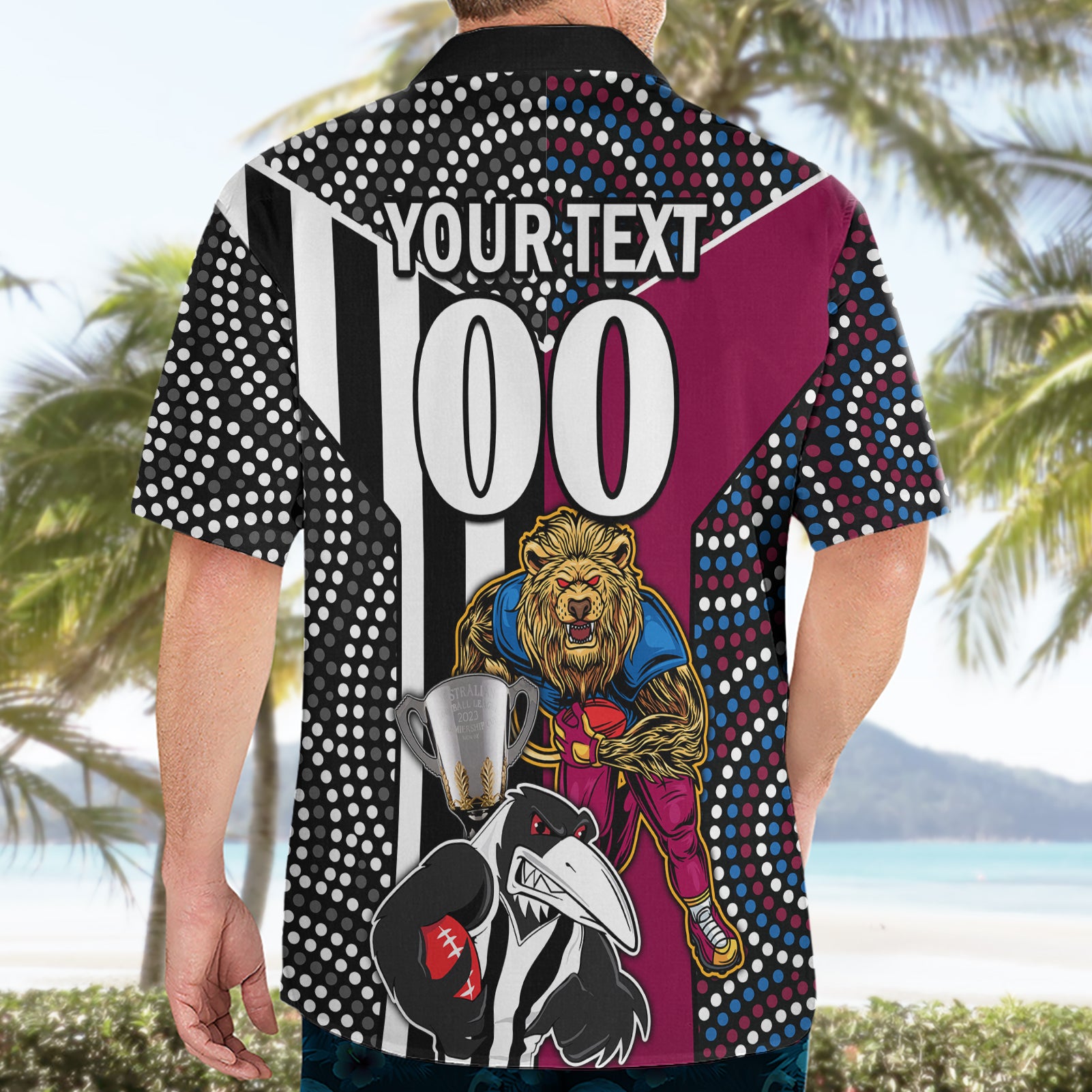 Custom AFL Magpies Combine Lions Hawaiian Shirt Together Go Champions 2023 - Vibe Hoodie Shop