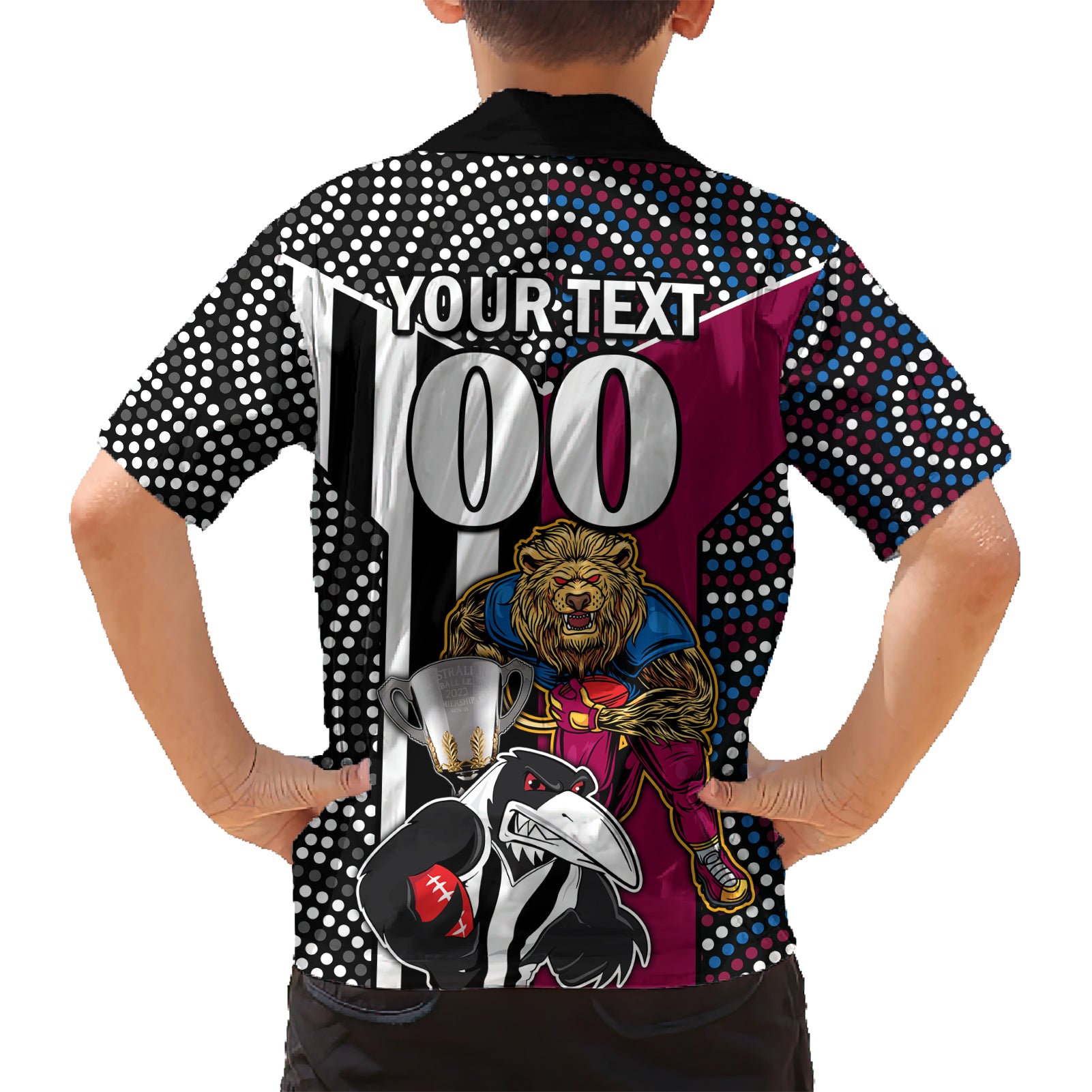 Custom AFL Magpies Combine Lions Hawaiian Shirt Together Go Champions 2023 - Vibe Hoodie Shop