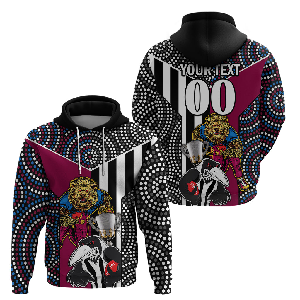 Custom AFL Magpies Combine Lions Hoodie Together Go Champions 2023 LT9 - Vibe Hoodie Shop