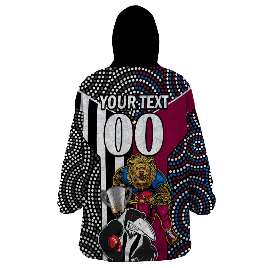 Custom AFL Magpies Combine Lions Wearable Blanket Hoodie Together Go Champions 2023 - Vibe Hoodie Shop