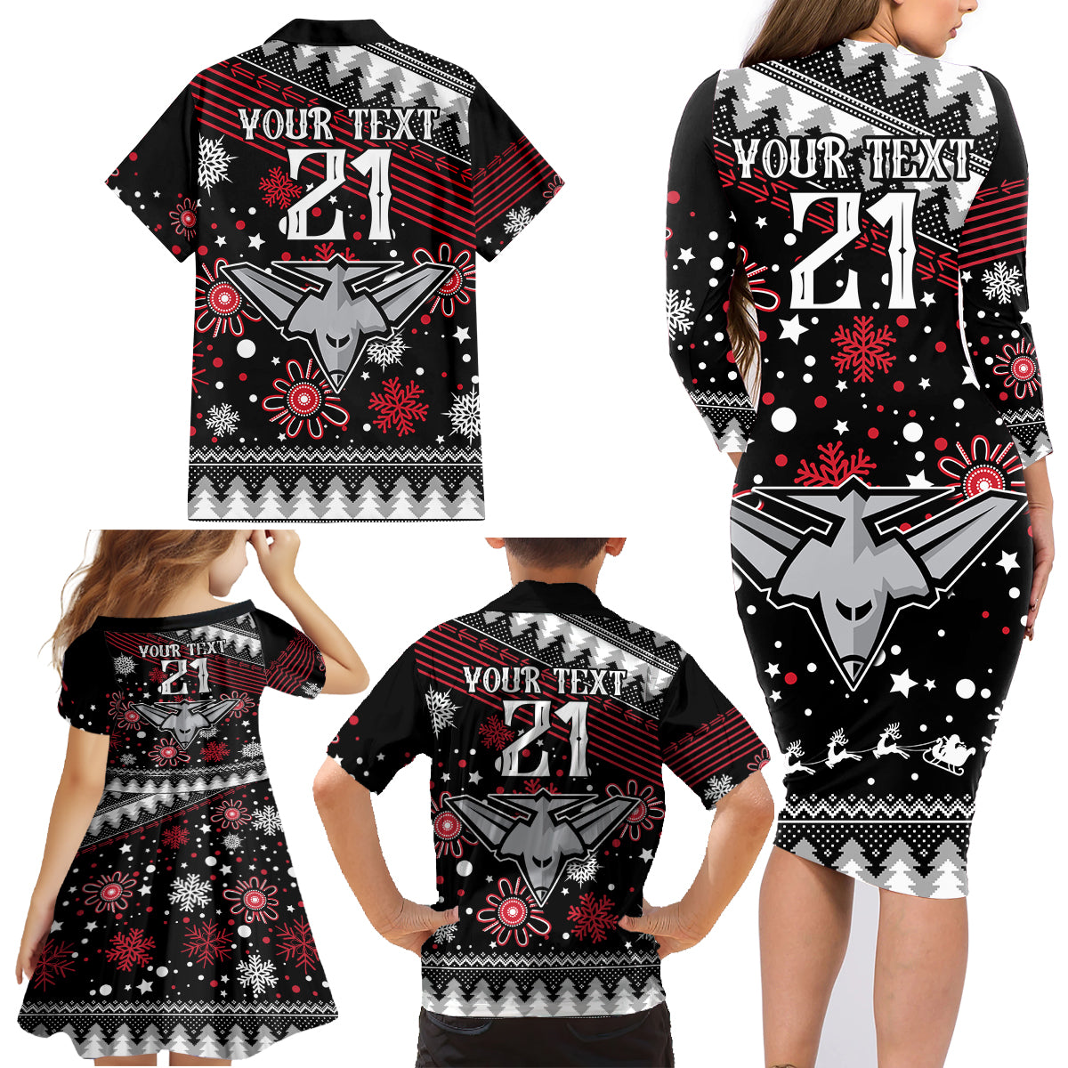 custom-bombers-football-family-matching-long-sleeve-bodycon-dress-and-hawaiian-shirt-christmas-vibe-2023