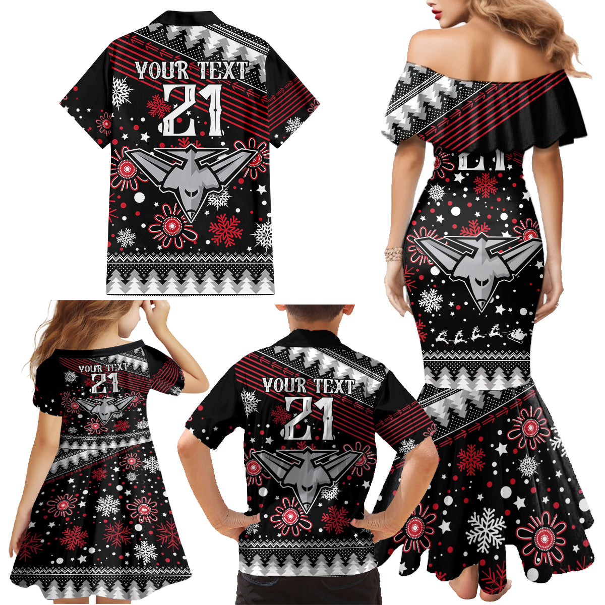 custom-bombers-football-family-matching-mermaid-dress-and-hawaiian-shirt-christmas-vibe-2023