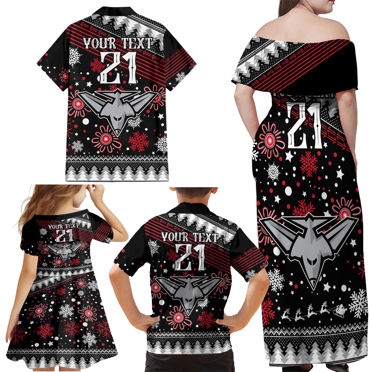 custom-bombers-football-family-matching-off-shoulder-maxi-dress-and-hawaiian-shirt-christmas-vibe-2023