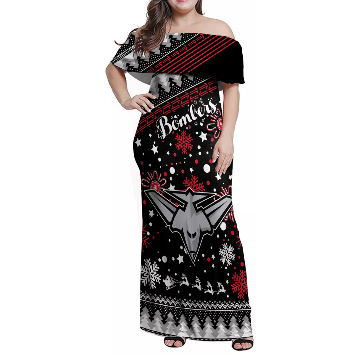 custom-bombers-football-family-matching-off-shoulder-maxi-dress-and-hawaiian-shirt-christmas-vibe-2023