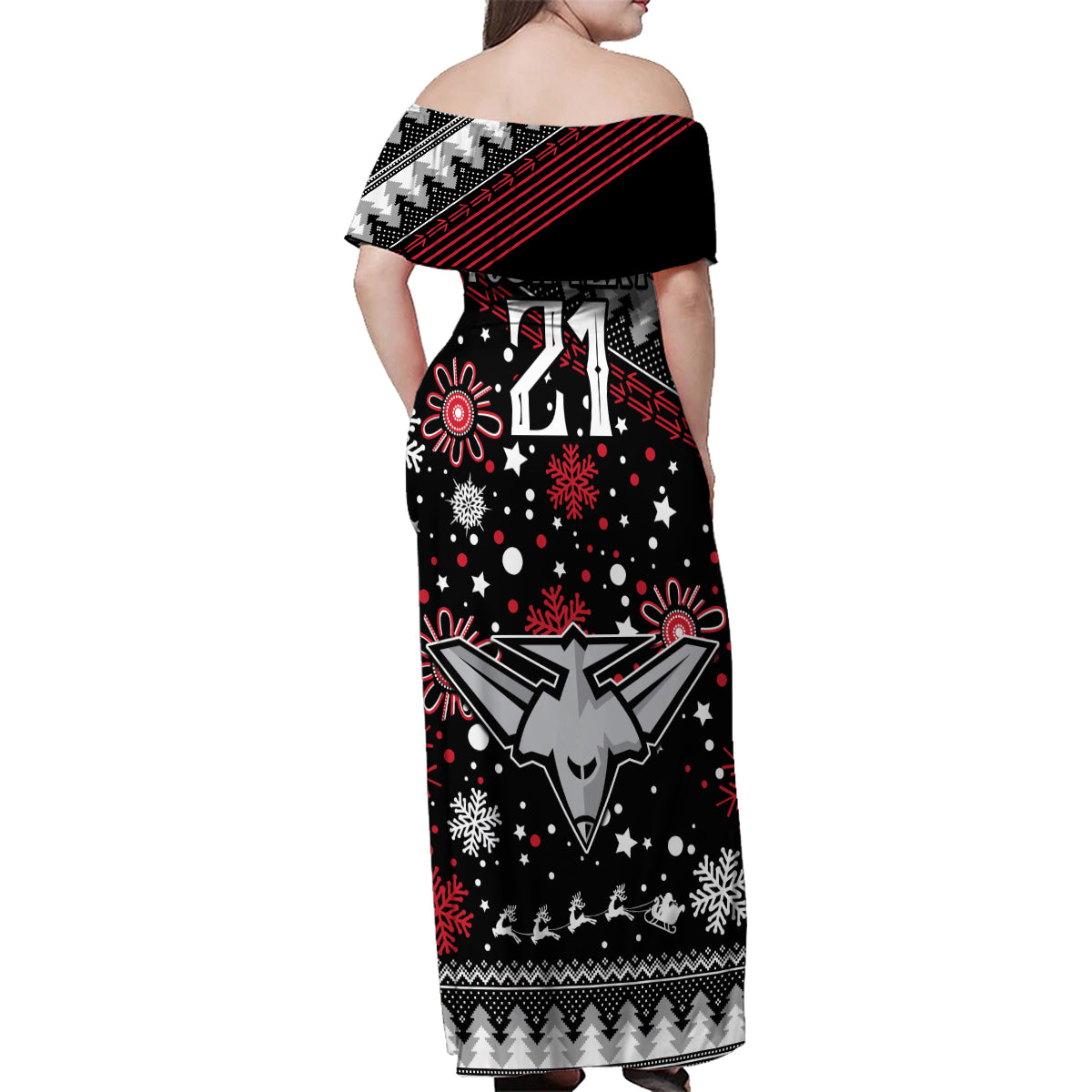 custom-bombers-football-family-matching-off-shoulder-maxi-dress-and-hawaiian-shirt-christmas-vibe-2023