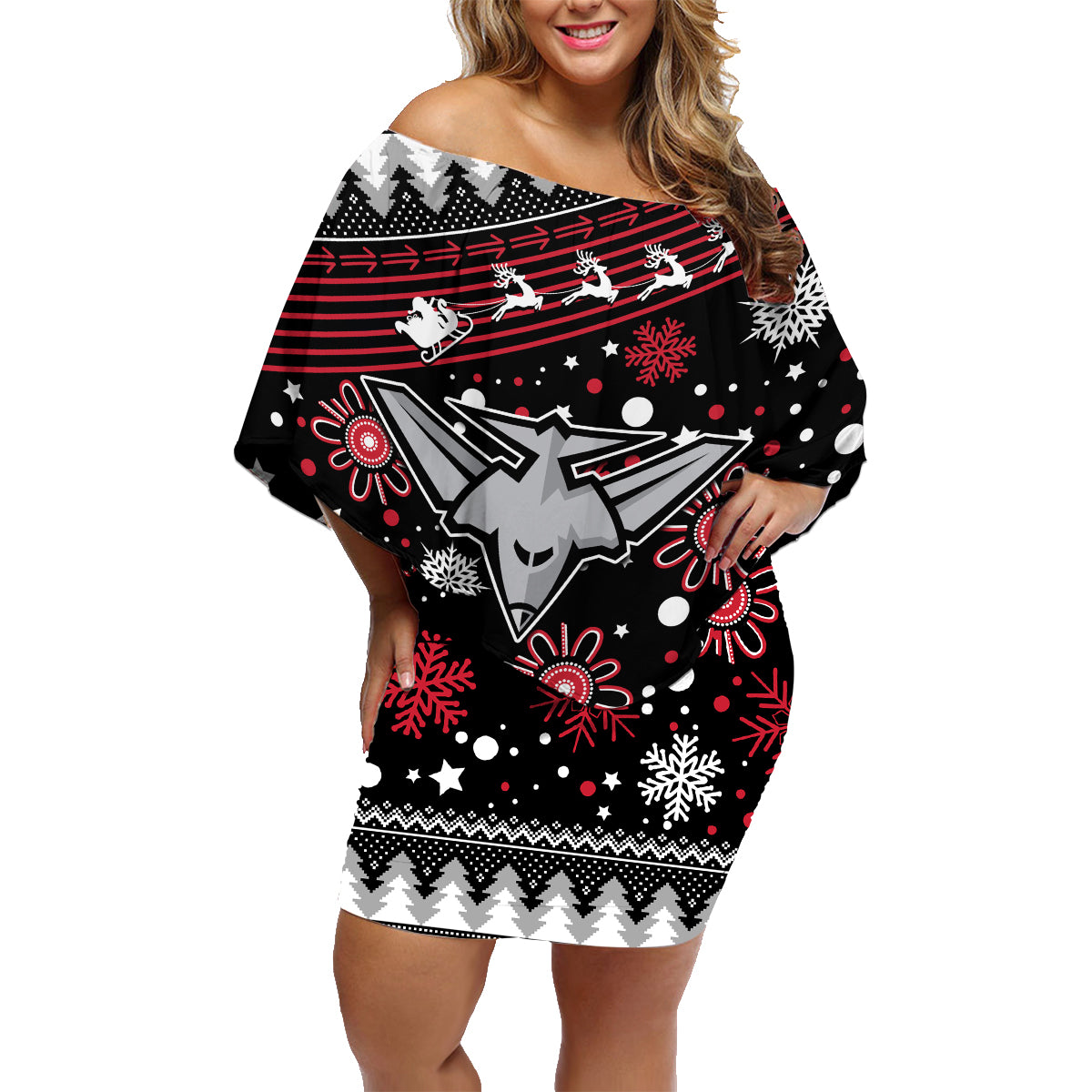 custom-bombers-football-family-matching-off-shoulder-short-dress-and-hawaiian-shirt-christmas-vibe-2023