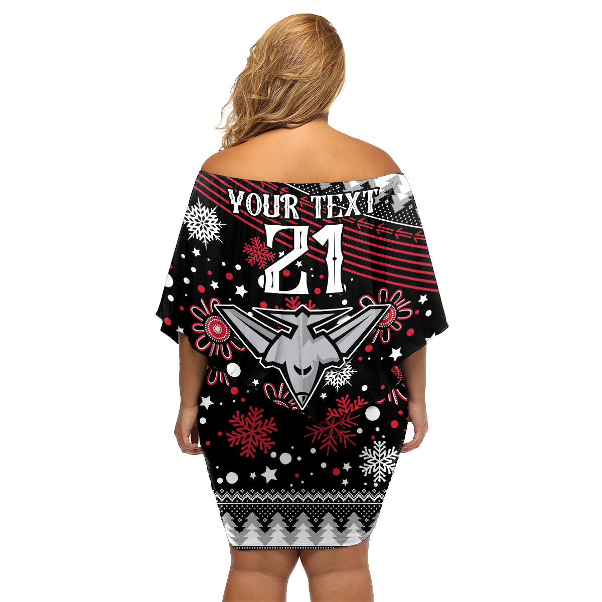 custom-bombers-football-family-matching-off-shoulder-short-dress-and-hawaiian-shirt-christmas-vibe-2023