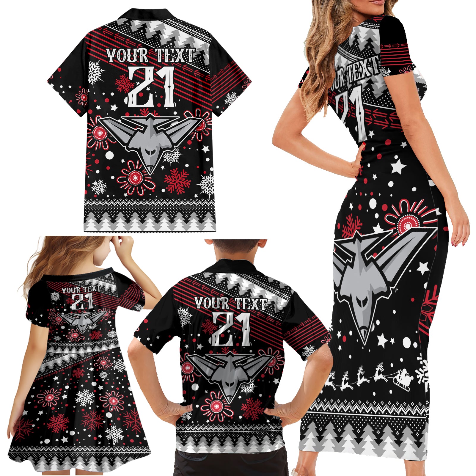 custom-bombers-football-family-matching-short-sleeve-bodycon-dress-and-hawaiian-shirt-christmas-vibe-2023