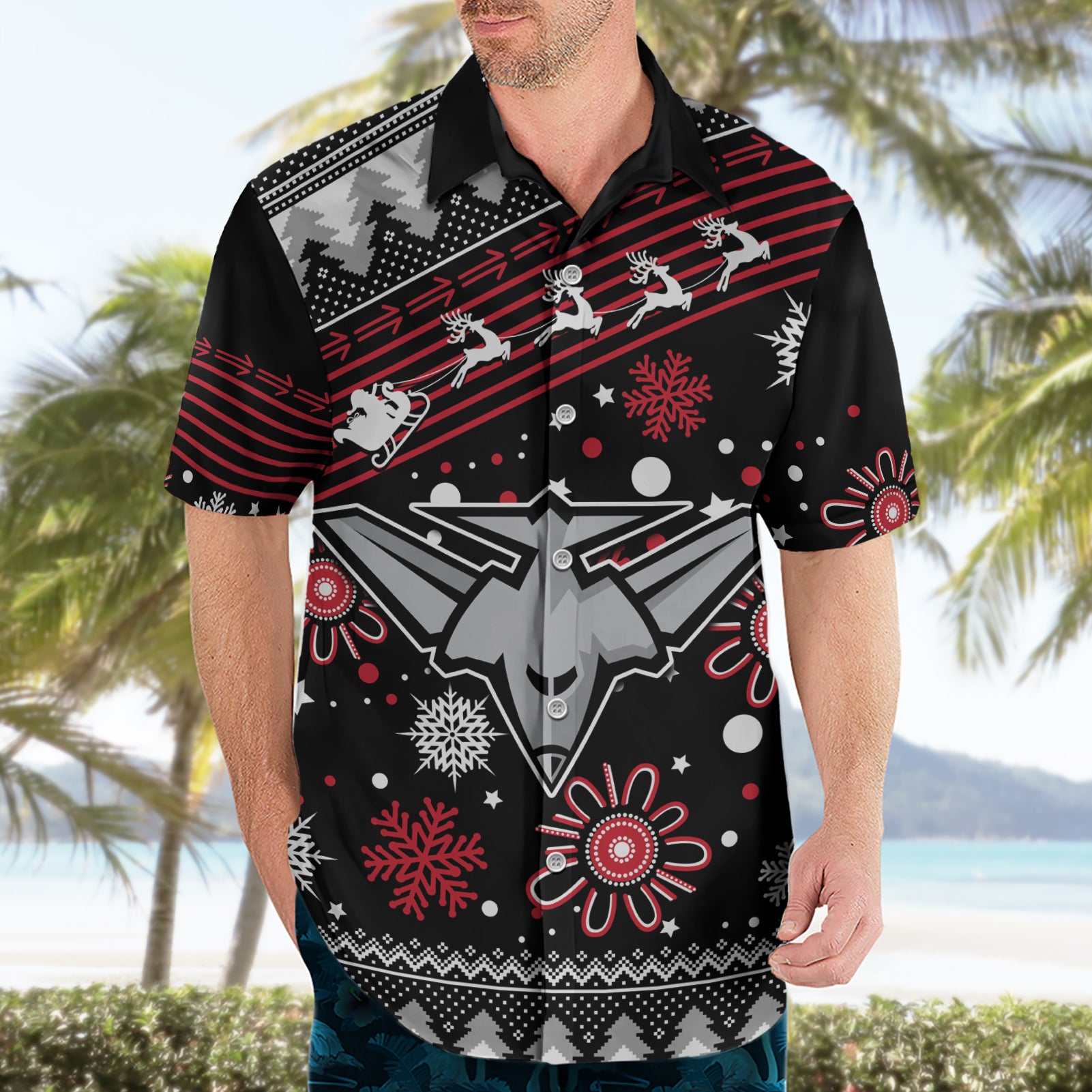 Custom Bombers Football Hawaiian Shirt Christmas Vibe 2023 - Vibe Hoodie Shop