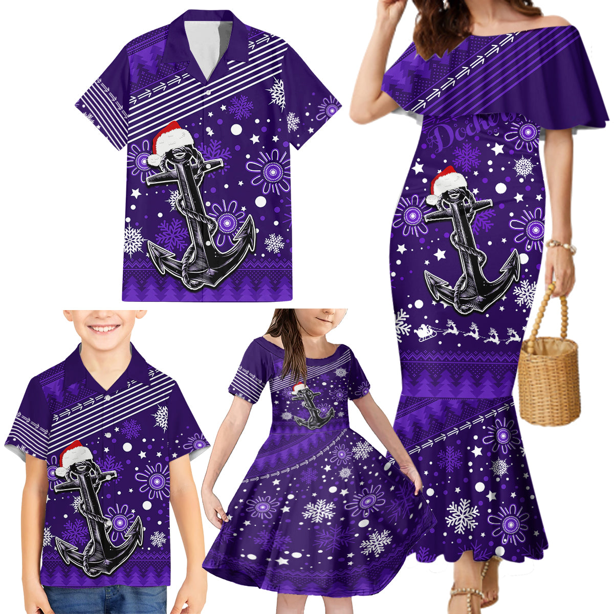 custom-fremantle-dockers-football-family-matching-mermaid-dress-and-hawaiian-shirt-christmas-vibe-2023