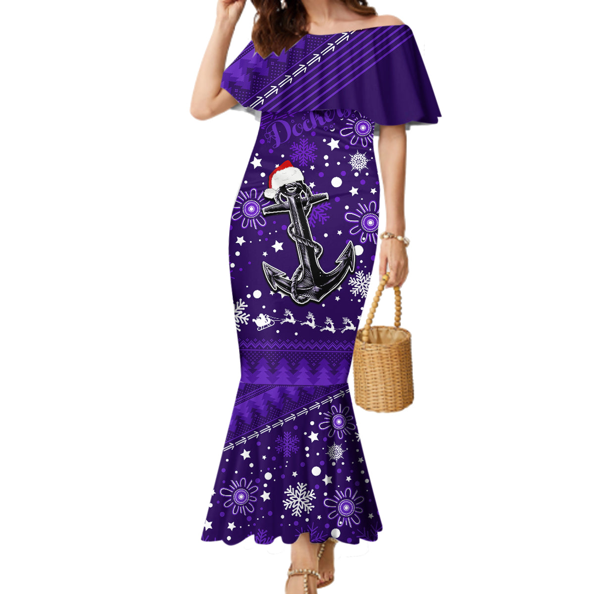 custom-fremantle-dockers-football-family-matching-mermaid-dress-and-hawaiian-shirt-christmas-vibe-2023