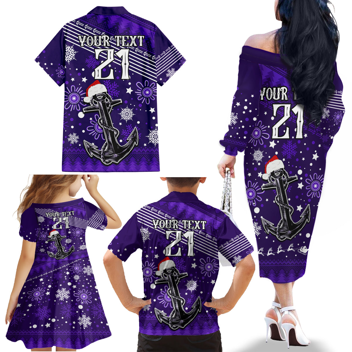 custom-fremantle-dockers-football-family-matching-off-shoulder-long-sleeve-dress-and-hawaiian-shirt-christmas-vibe-2023