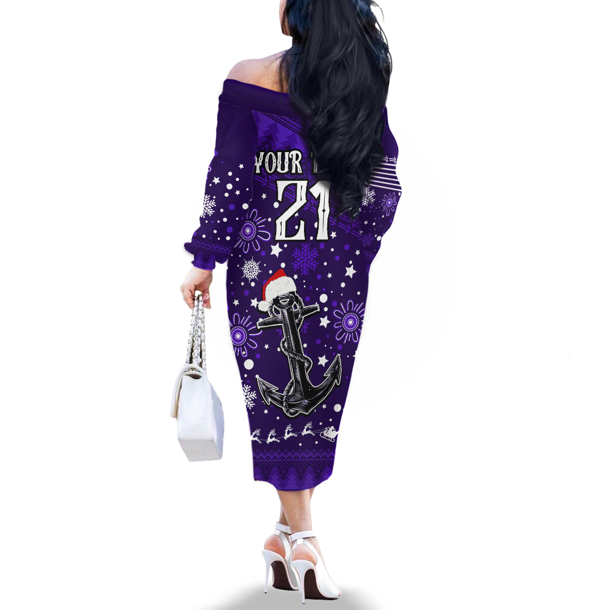 custom-fremantle-dockers-football-family-matching-off-shoulder-long-sleeve-dress-and-hawaiian-shirt-christmas-vibe-2023