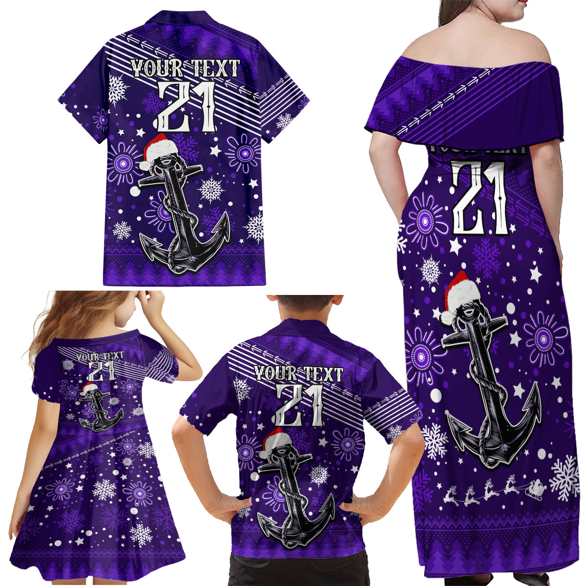 custom-fremantle-dockers-football-family-matching-off-shoulder-maxi-dress-and-hawaiian-shirt-christmas-vibe-2023