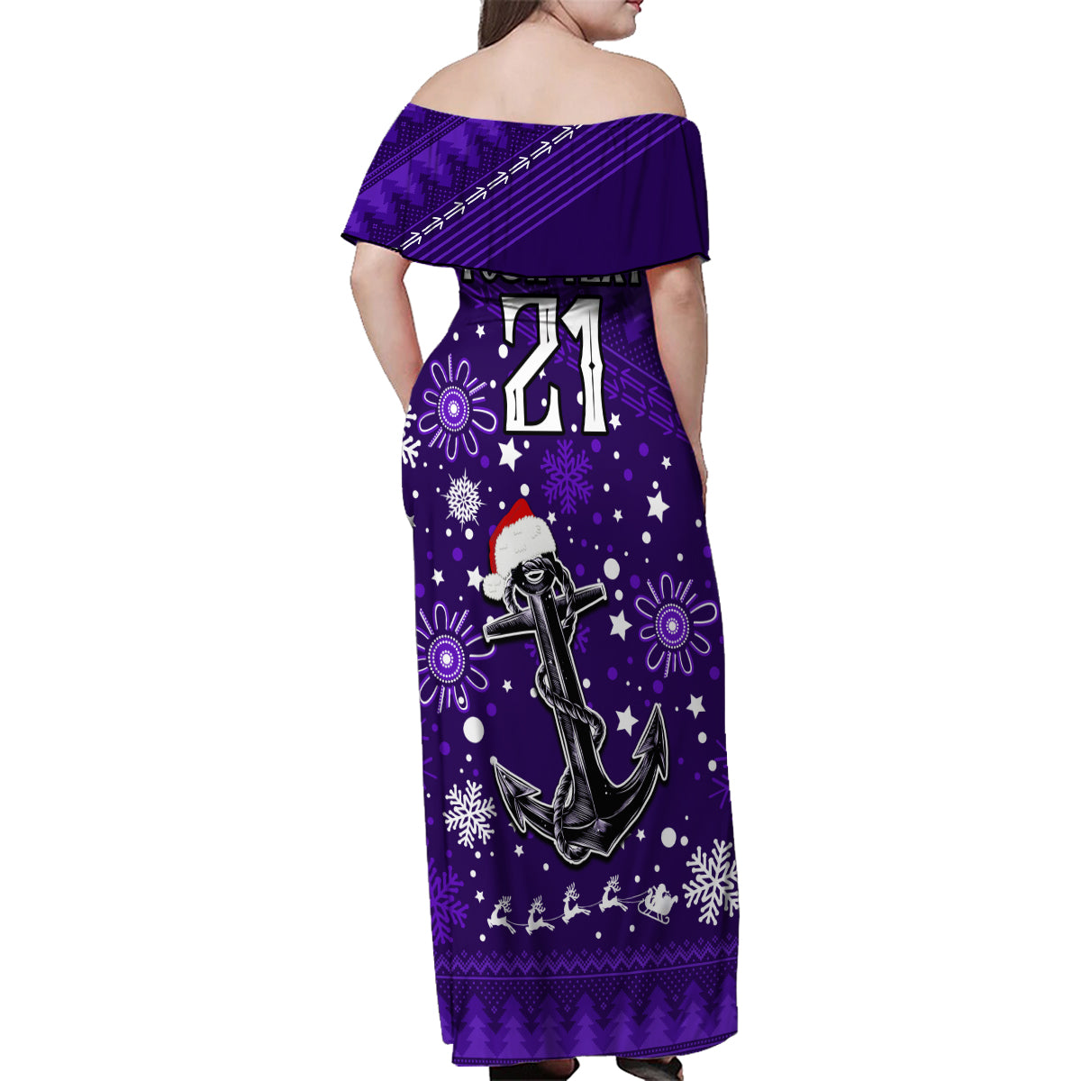 custom-fremantle-dockers-football-family-matching-off-shoulder-maxi-dress-and-hawaiian-shirt-christmas-vibe-2023