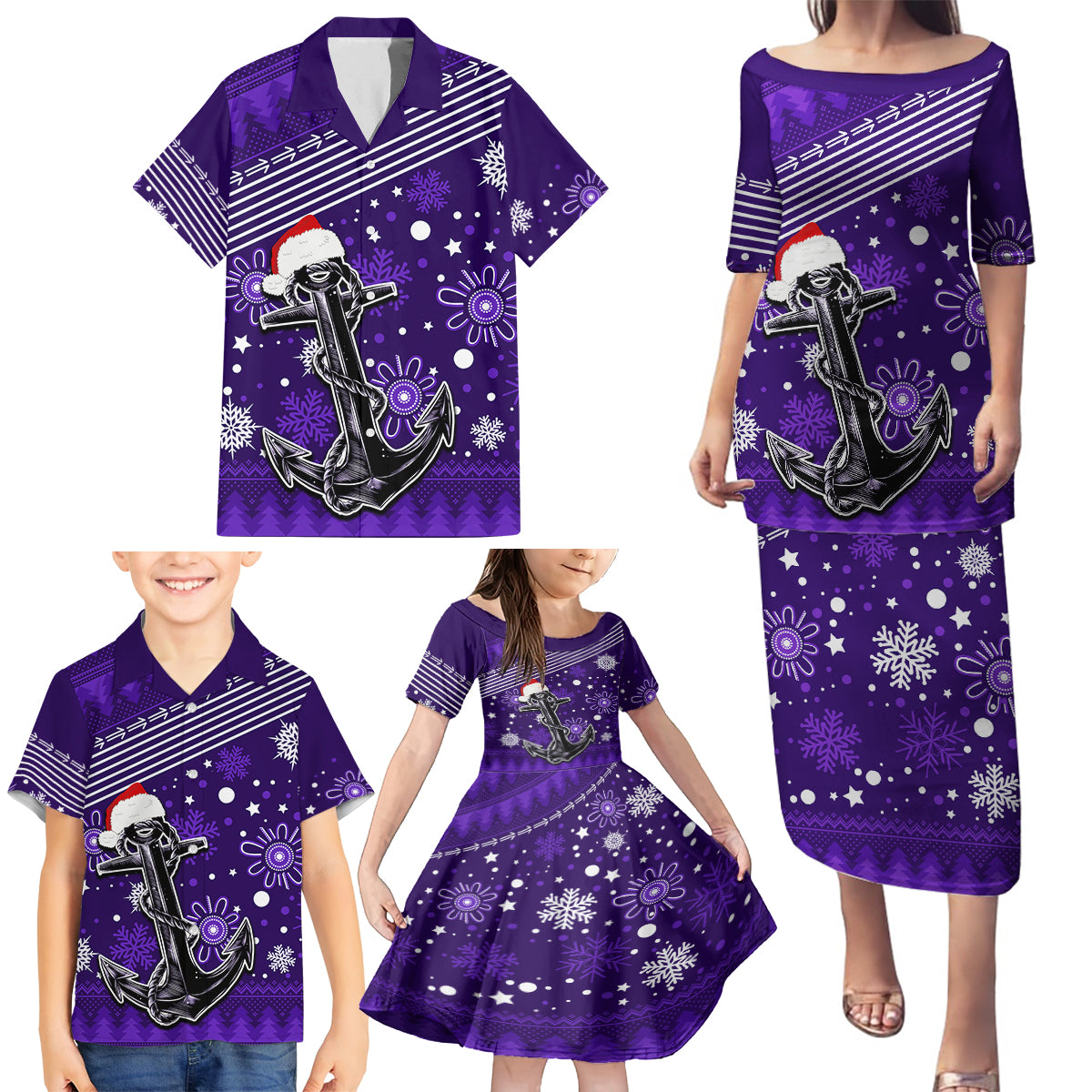 custom-fremantle-dockers-football-family-matching-puletasi-dress-and-hawaiian-shirt-christmas-vibe-2023