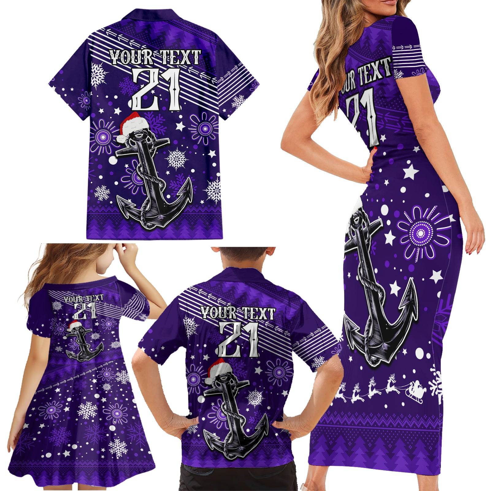 custom-fremantle-dockers-football-family-matching-short-sleeve-bodycon-dress-and-hawaiian-shirt-christmas-vibe-2023