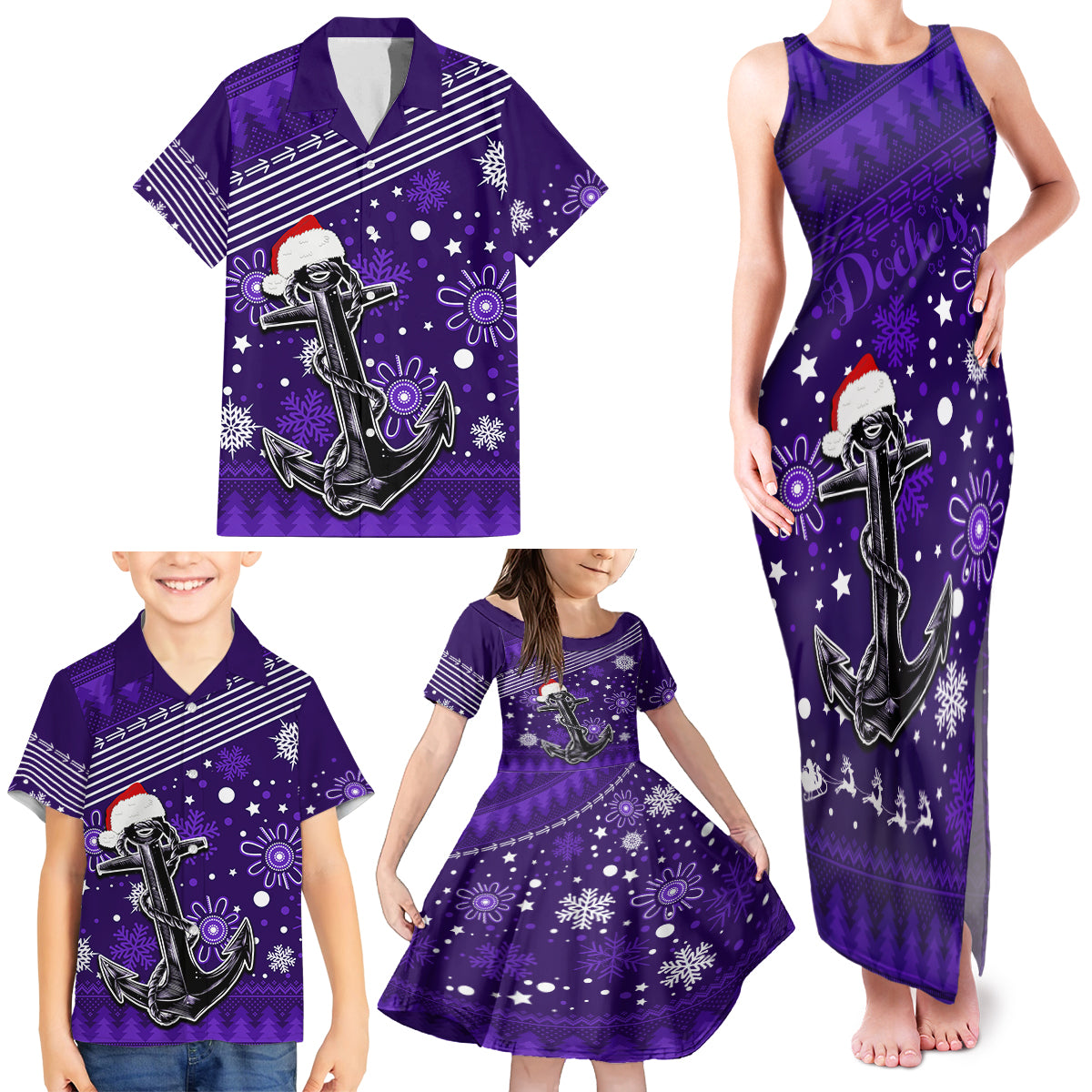 custom-fremantle-dockers-football-family-matching-tank-maxi-dress-and-hawaiian-shirt-christmas-vibe-2023