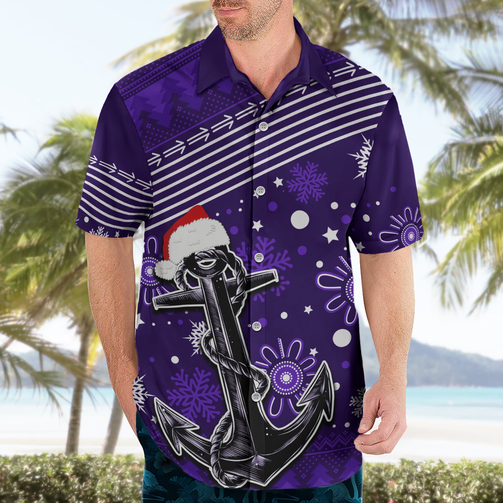 Custom Fremantle Dockers Football Hawaiian Shirt Christmas Vibe 2023 - Vibe Hoodie Shop