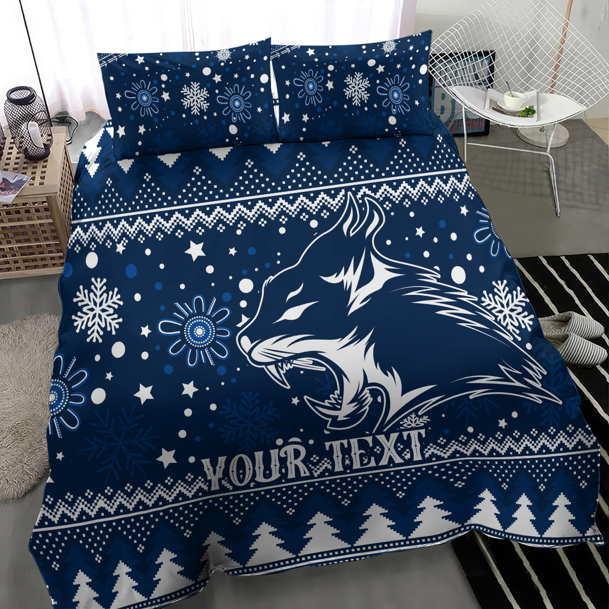 Custom Geelong Cats Football Bedding Set Christmas Vibe 2023 - Vibe Hoodie Shop