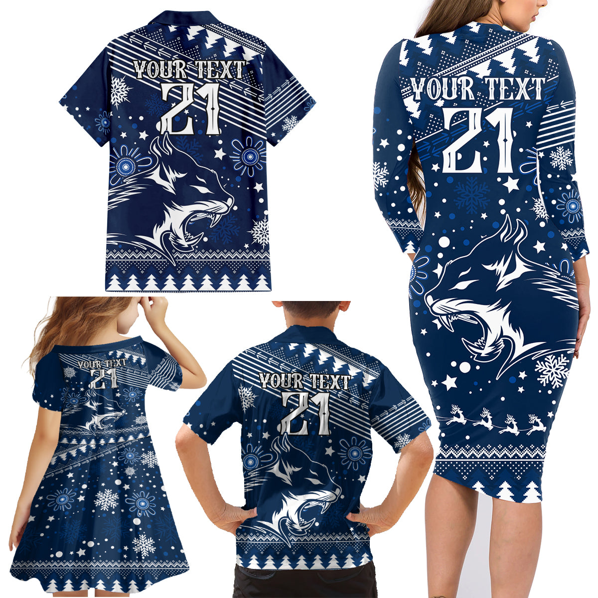 custom-geelong-cats-football-family-matching-long-sleeve-bodycon-dress-and-hawaiian-shirt-christmas-vibe-2023